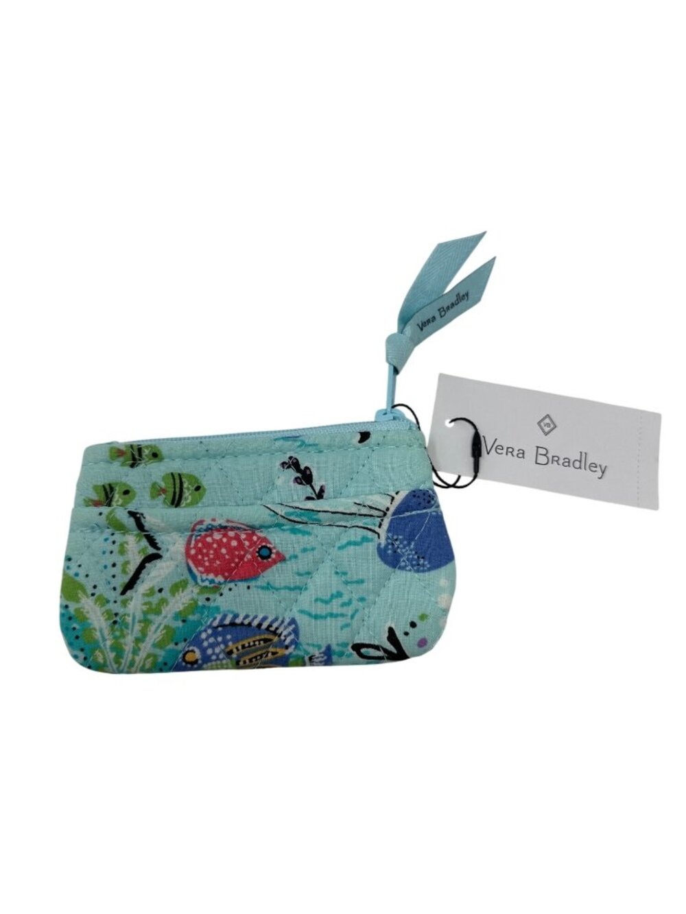 Vera Bradley Quilted Coin Purse Antilles Treasure Fish Print Lightweight Blue